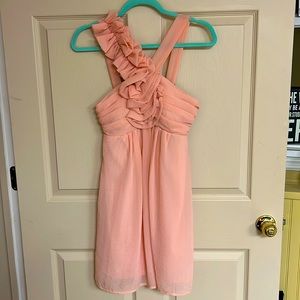 Peachy Pink Ruffled halter dressy Dress